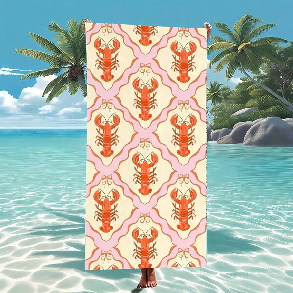 منشفة شاطئ جافة بسرعة، منشفة شاطئ كبيرة من الميكروفيبر الناعمة والجافة بسرعة، بنقش السرطان، خفيفة الوزن وماصة، مناسبة للرجال والنساء، بتصميم وردي وبرتقالي، مثالية للاستحمام أو استخدام الشاطئ ضروريات السفر إكسسوارات السفر ضروريات الشاطئ