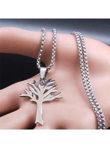 Fashion Charm Tree Of Life Pendant Stainless Steel Necklace Boys Girls Accessories Party Jewelry
