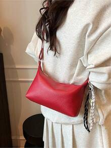 Women's Fashionable Chain Strap Crossbody Bag, Casual Solid Color Shoulder Bag For Work & Daily Used,  Versatile High-Quality Daily Commuting Bag - Yellow - View 5