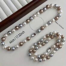 1 Luxury Versatile Fashion Mixed Candy-Colored Pearl Necklace, A Single Clavicle Chain Suitable For Women's Daily Leisure Parties And Other Occasions