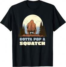 Funny Bigfoot Gotta Pop A Squatch Sasquatch Poop Joke Pun Vintage T-Shirt - Black - View 1