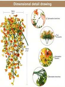 Flores colgantes de margarita UV-Resistant - Decoración de flores artificiales realistas para interiores y exteriores, perfecta para porche, ventana, Yard - Fácil mantenimiento