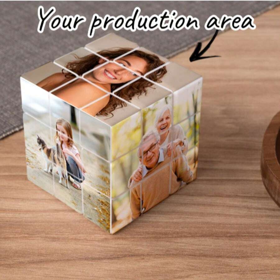 1pc Customized Photo Cube, Personalized With Wedding/Graduation Photos, 3x3x3 Can Customize Up To 6 Photos, Personalized Photo Puzzle Cube, 3D Rotatable Cube, Photo Puzzle Gift, Make A Special And Unique Gift For Your Loved Ones