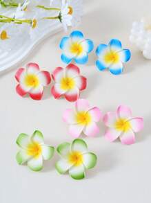 12 pièces/6 pièces/5 pièces/2 pièces Ensemble de pinces à cheveux en plumeria artificiel bohème, accessoires pour vacances d'été, convient aux femmes, adolescentes, étudiantes, filles, vacances à la plage, utilisation quotidienne, pince plate, barrette, pinces à cheveux, fournitures scolaires