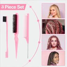Juego de 3/5 cepillos desenredantes con 9 hileras de cerdas de nailon con cojín, botella rociadora de 200ml, peine de doble filo, peine para enredar y peinar, cepillo desenredante para cabello rizado, crespo, ondulado, rizado y enmarañado de tipo afroamericano 3a a 4c, para desenredar fácilmente con el cabello mojado/seco