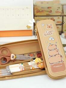 Large Capacity Cute Capybara Pencil Case, Children's Stationery Bag Stress Relief Pencil Box, School Supplies,Back To School