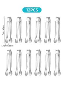 1/3/6/12pcs Stainless Steel Reusable Ice Cube Tongs, Dessert Tongs, Sugar Tongs, Versatile Catering Set - Compact & Durable - For Candies, Snacks, Salads, Appetizers, Ice Cubes, Kitchen Service, Cocktails, Tea Parties, Gifts, Kitchen Tools, Holiday Presents - 4-inch Sugar Clip Gold/silver - View 9