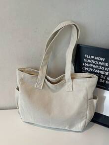 Women's Corduroy Fashion Multi-Pocket Tote Bag, Backpack For High School And College Students, Literary School Bag & Book Bag For Women Or Students, Perfect For Books, Shopping, Back To School And More, Literary School Bag For Teens, School Supplies, School Bag, School Handbag, School Tote Bag, School Bookbag, Back To School Bags, Large Capacity