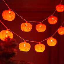 1 件闪烁南瓜 LED 灯串，节日装饰灯适用于万圣节、圣诞节、办公室、餐厅和派对、婚礼装饰、卧室和客厅氛围灯万圣节装饰灯家居装饰派对装饰万圣节装饰房间装饰万圣节花园装饰礼物仙女