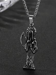 Collar colgante de guadaña del Jinete Fantasma, estilo vintage punk gótico, adecuado para hombres - Joyería de vanguardia de hip-hop y rock con detalles intrincados, sin revestimiento de esmalte, accesorio audaz, collar gótico punk