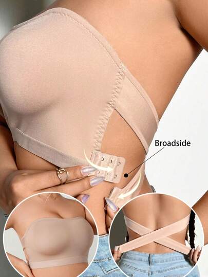 1pc Plus Size Women's Solid Color Comfortable Minimalist Leisure Sports Bra - Wireless Seamless Tube Top