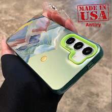 Case Compatible With Samsung Galaxy S24 Ultra S25 Plus S23 S22+ Colorful Mountains And Rivers Patterned Anti-Scratch Military-Grade Drop Protection Slim Cover Cellphone Protective - Green - View 2