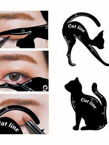 4pcs Cat Eye Makeup Template Set, Includes Liquid Eyeliner Pen, Waterproof Eyeliner Pencil, Gel Eyeliner Pen And Eyeliner Brush. Suitable For Beginners And Professional Makeup Artists. Comes With Easy-To-Follow 10 Makeup Looks Guide App. Versatile Usage For Room Decor, Vanity, Travel, Bedroom And More. Also Suitable As Makeup Accessories, Christmas Gifts, Cosmetics, Makeup Tools,Giveaways,Travel,Cheap Stuff,Travel Essential - Multicolor - View 4