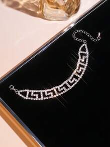 1 pulseira curta com strass e design vazado da moda para mulheres