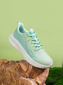 1 Pair Women's Knit Fabric Breathable Fashion Casual Versatile Lightweight Comfortable Non-Slip Soft Sole Running Shoes