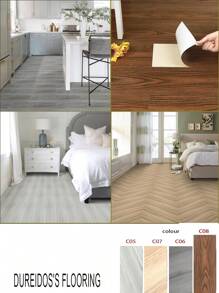 Carrelage adhésif PVC à motif bois épais, pour chambre à coucher, salon, cuisine, avec autocollants carrelés adhésifs et imperméables. Revêtement de sol autoadhésif facile DIY. Stickers, papier peint décoratif mural, décoration de salle, décoration murale, articles de cuisine