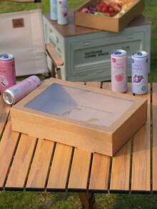 1件/2件牛皮纸一次性餐盒，露营户外野餐盒，便携式烘焙包装盒，适用于烧烤、下午茶、甜点、蛋糕、水果、外卖午餐盒