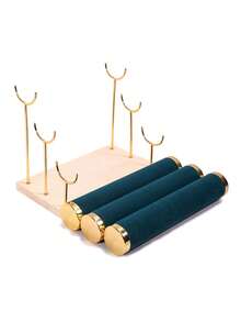 1pc Black, Green, White, Beige, Gray, Pink Creative Jewelry Rack, Wooden Bracelet Rack, Gold Three-Layer Bracelet Display Rack, Bracelet Display Rack, Watch Storage Rack For Women Storage Organizer Travel Essentials Father Gift Back To School - 彩色 - 查看 10