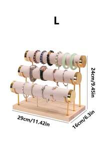 1pc Black, Green, White, Beige, Gray, Pink Creative Jewelry Rack, Wooden Bracelet Rack, Gold Three-Layer Bracelet Display Rack, Bracelet Display Rack, Watch Storage Rack For Women Storage Organizer Travel Essentials Father Gift Back To School - 彩色 - 查看 15