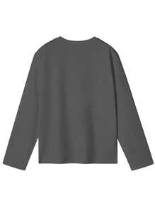 Tween Girls Funny Graphic Print Long Sleeve Crew Neck T-Shirt, Autumn/Winter Top