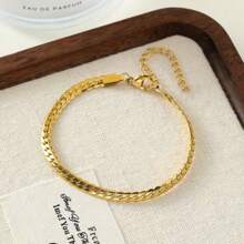 Set de 2 piezas de pulsera y collar de acero inoxidable, joyería de color dorado para mujeres