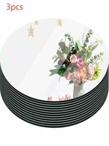 1/3 piezas Bandeja redonda de espejo acrílico, adecuada para decoración de bodas, decoración de fiestas, decoración de mesas, decoración de sostenedor de velas, decoración del hogar, bandeja expositora de joyas, centro de mesa para bodas, decoración de fiesta de Navidad