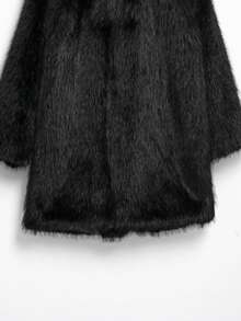 Áo khoác mùa đông ấm áp dáng rộng viền lông giả dành cho nữ cỡ lớn DEEKA, kiểu dáng Châu Âu/Mỹ, màu đen. - màu đen - Xem 10