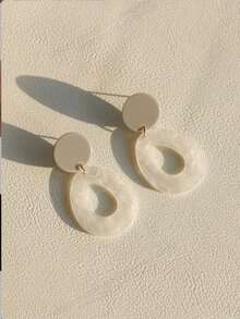 1 Pair Teardrop Earrings, Suitable For Daily Wear - White - View 3