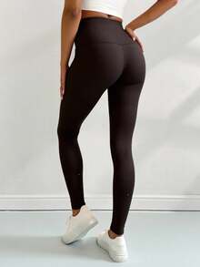 Women Sports Pants - Coffee Brown - View 2