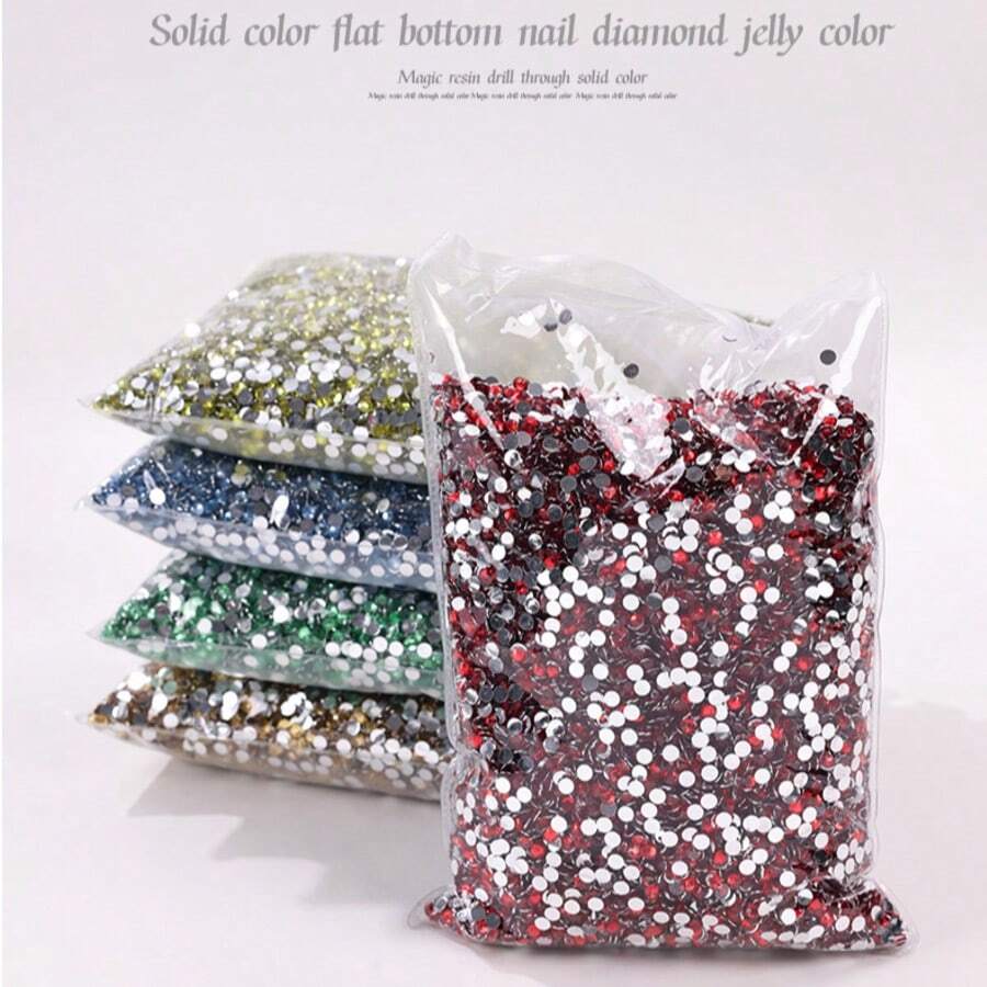 2mm, 3mm, 4mm, 5mm, 6mm Bulk Pack Non-Hotfix Resin Flat Bottom Rhinestones Crystal Nail Studs DIY