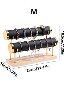 1pc Black, Green, White, Beige, Gray, Pink Creative Jewelry Rack, Wooden Bracelet Rack, Gold Three-Layer Bracelet Display Rack, Bracelet Display Rack, Watch Storage Rack For Women Storage Organizer Travel Essentials Father Gift Back To School - 彩色 - 查看 13