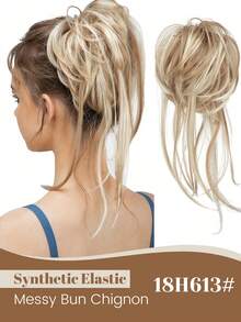 Synthetic Hair Bun Chignon Messy Curly Hair Band Elastic Scrunchy False Hair Pieces For Women Hairpins Black Brown Synthetic Elastic Curly Messy Bun Hairpieces Scrunchie Black Blonde Brown Natural Fake Hair Chignon Band Updo Donut For Women - Multicolor - View 16