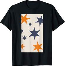 Stars Celestial Cosmic Night Sky Navy Blue Washed T-Shirt - 黑色 - 查看 1