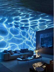 1pc USB-Powered Water Ripple Night Light – Multi-Color LED Star Light With Blue Lighting Effect, Perfect For Bedroom & Living Room Decor, Romantic Atmosphere Creator For Christmas, Valentine'S Day, Weddings, And Birthdays, Bedroom Night Light | Water Ripple Effect | Decorative Lamp, LED Lights For Bedroom - màu đen - Xem 3