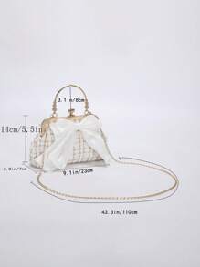 1pc Blue Bowknot Decor Nylon Party Clutch Bag For Women