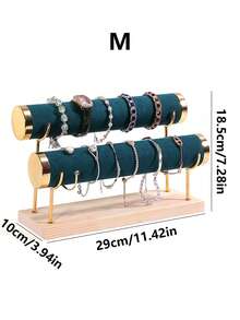 1pc Black, Green, White, Beige, Gray, Pink Creative Jewelry Rack, Wooden Bracelet Rack, Gold Three-Layer Bracelet Display Rack, Bracelet Display Rack, Watch Storage Rack For Women Storage Organizer Travel Essentials Father Gift Back To School - 彩色 - 查看 19