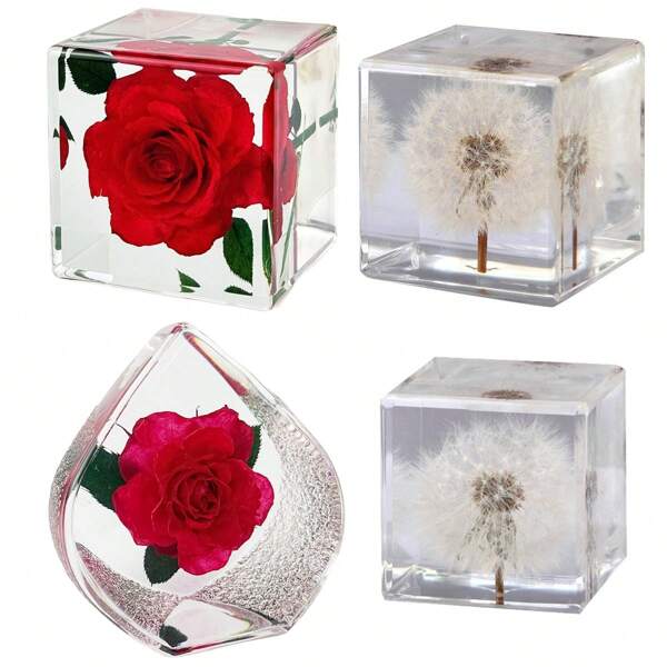 1pc Everlasting Red Rose, Blue Rose, Dandelion Specimen Decoration, High Transparency Crystal Gift Box, Suitable For Girlfriend, Valentine's Day, Holiday Gifts