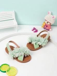 适合夏季度假的漂亮女孩花卉平底凉鞋 - 薄荷綠 - 查看 2