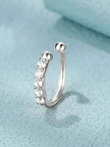 2 件/1 件金/银锆不锈钢医用级假鼻环，微镶嵌锆石鼻中隔环，波西米亚风格欧美配饰 - 金黃色 - 查看 4