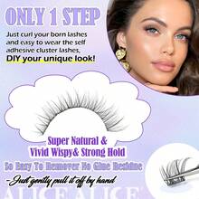 ALICE Self Adhesive Eyelashes Natural Self Adhesive Lash Clusters No Glue Needed Wispy Reusable Press On Lashes Pre-Glue 10-12mm 120pcs DIY Eyelash Extensions Kit With Lash Tweezers - F36 - View 5