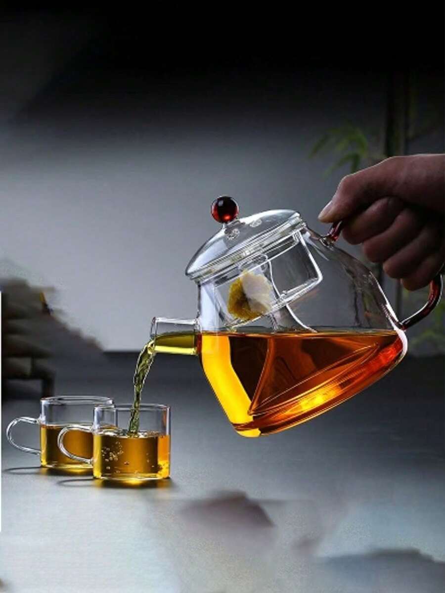 1pc Thick Heat-Resistant Glass Tea Pot, Suitable For Electric Stove, Household Teapot, Glassware Tea Set Wholesale - Transparent - View 1