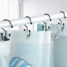 24 Pcs Shower Curtain Hooks, Goowin Shower Curtain Rings, Durable Rust Proof Black Shower Curtain Hooks, Shower Rings For Curtain, Double Glide Shower Curtain Hooks For Shower Curtain Rods, Black