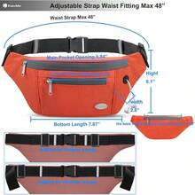 Entchin Fanny Pack Women Men,Crossbody Belt Bag With 4-Zipper Pockets,Adjustable Waist Bag Pack,One Of Most Popular Travel Essential Gifts Walking,Traveling,Cycling - 橘色 - 查看 5