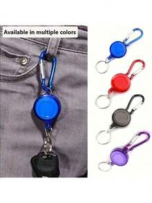 多功能徽章卷轴伸缩钥匙扣、滑雪通行证身份证夹钥匙扣钥匙链钢丝绳、身份证挂绳钥匙扣、姓名标签卡夹、卷轴后坐力带钥匙扣、便携式防盗伸缩钥匙扣、钢丝绳防丢扣，适用于户外徒步、露营、登山，