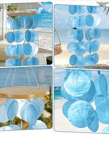 手工制作的户外风铃 28 英寸海玻璃贝壳风铃，适用于户外家居海滩装饰，Capiz 风铃，适用于户外、庭院、家居或花园装饰，送给妈妈的风铃，圣诞节/礼物 - 彩色 - 查看 6