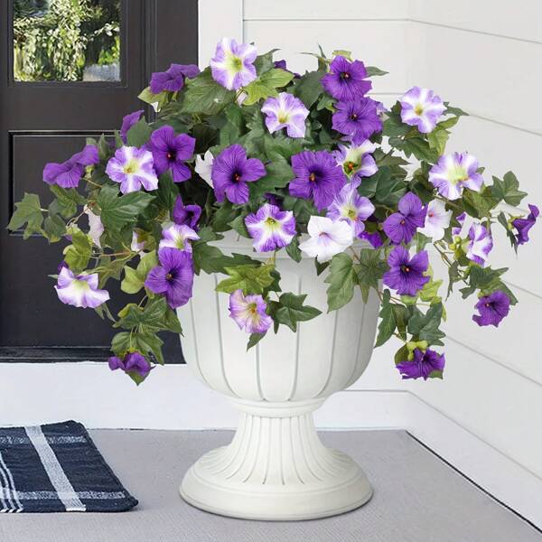1 stuk kunstmatige petunia's voor buitendecoratie, lente, kunstbloem, zijden bloemen, UV-bestendig, vervaagt niet, bloemen voor thuis, tuin, balkon, tuin, veranda, realistische binnendecoratie.