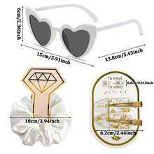 6 قطع / مجموعة هدية اقتراح للجدات في موسم الزفاف، مجموعة متنوعة الألوان من مشابك الشعر المرصعة بالراين و نظارات بشكل قلب وأقراط لؤلؤية وكبك شعر ذهبي، مجموعة كاملة تناسب التنسيق الزفاف - متعدد الألوان - مشاهدة 7