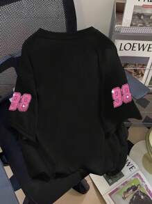 Camiseta con estampado de coche de carreras para niña preadolescente, top casual cómodo y versátil de verano, adecuado para uso en casa, salidas
