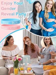 20/40 件性别揭示手环，男孩队硅胶腕带和女孩队硅胶腕带，性别揭示创意派对用品装饰 - 彩色 - 查看 4