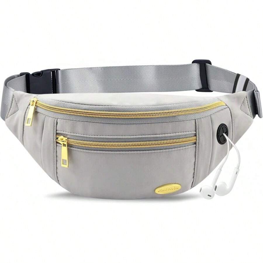 Entchin Fanny Pack Women Men,Crossbody Belt Bag With 4-Zipper Pockets,Adjustable Waist Bag Pack,One Of Most Popular Travel Essential Gifts Walking,Traveling,Cycling - Mini Grey - 查看 1